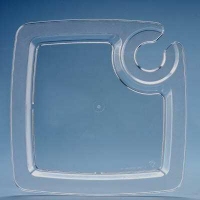 PartyBasics PartyPal clear plastic plate with cup/glass holder